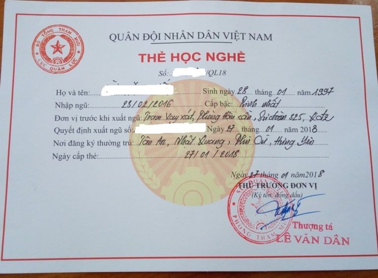 Thẻ học nghề quân đội học được ở đâu tại Hà Nội?